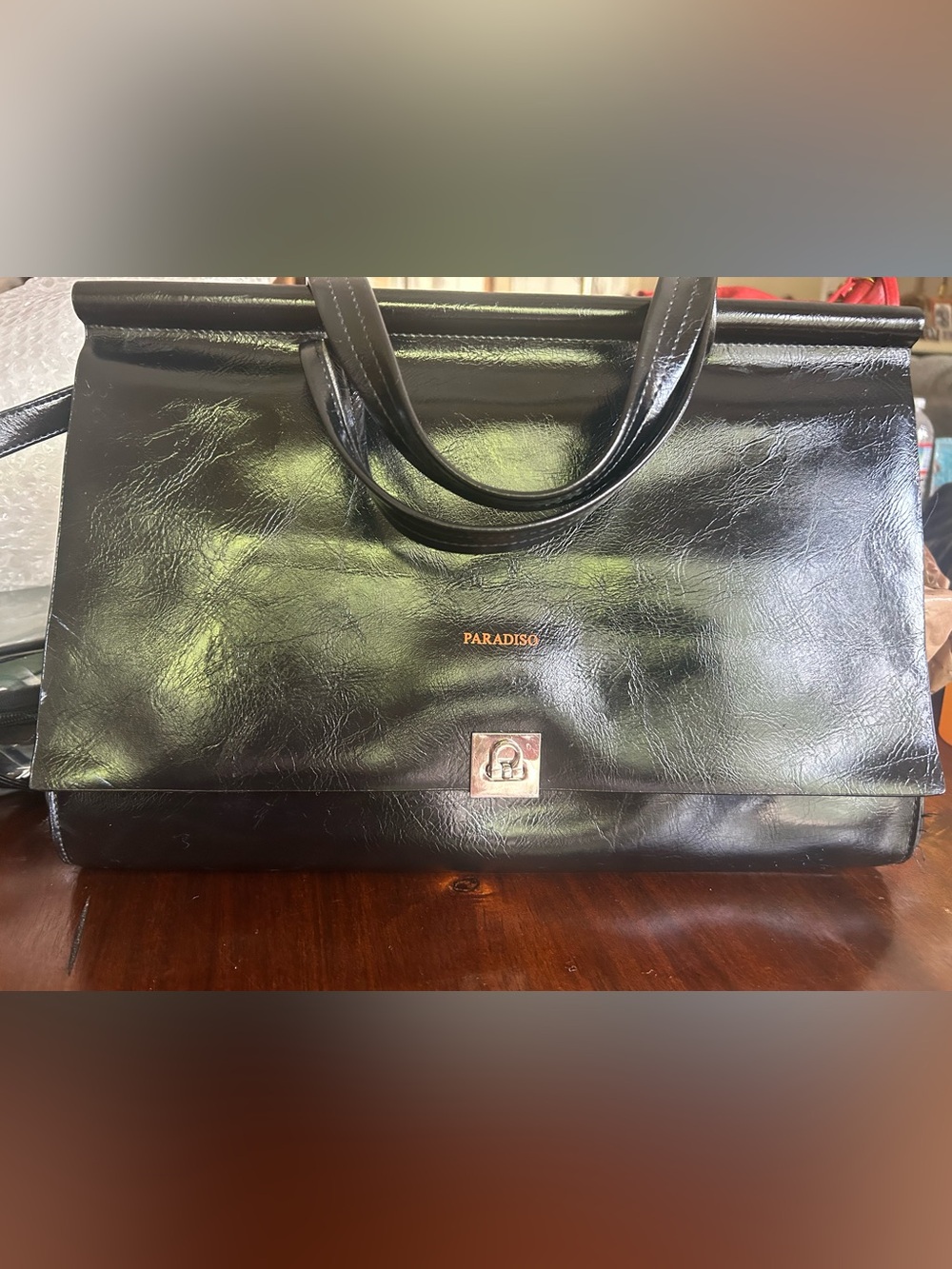 Black Leather Tote Bag - Elegant Women's Handbag